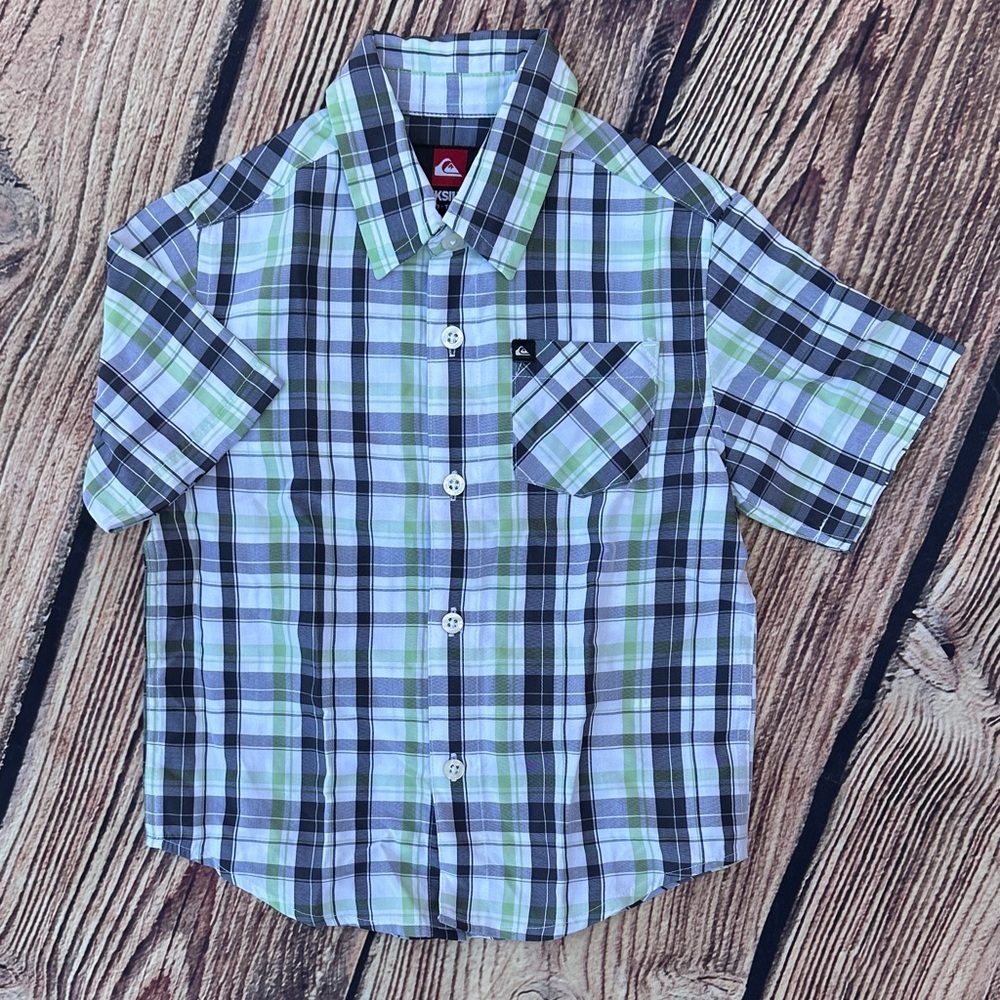 Quiksilver Kids Checkered Shirt - Navy and Lime